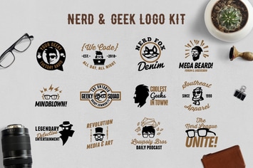 Nerd and Geek Badge Logo Kit