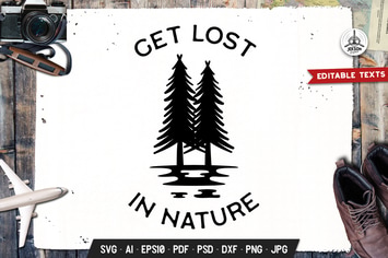 Get Lost Nature Logo Adventure, Retro Print Shirt