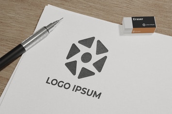 sketch paper logo mockup