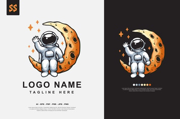 Moon Astronaut Character Logo