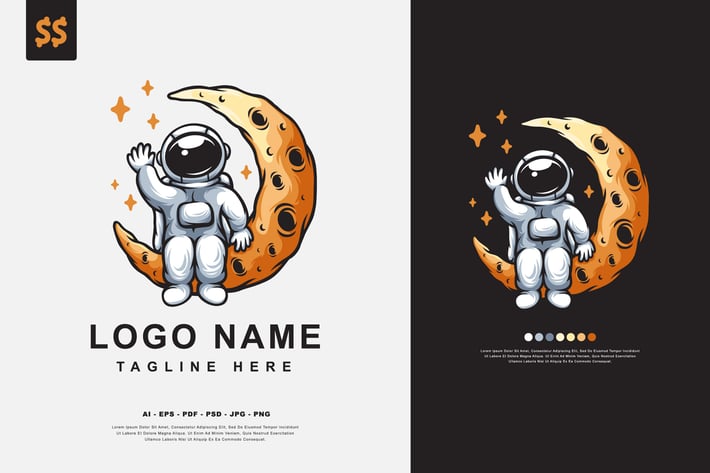 Moon Astronaut Character Logo