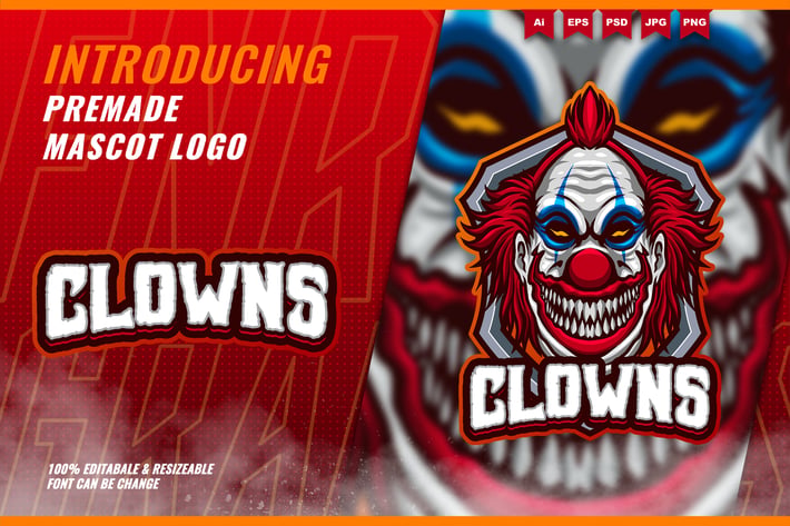 Crazy Clown - Mascot Esport Logo Template