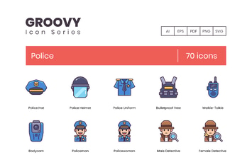 70 Police Line Icons