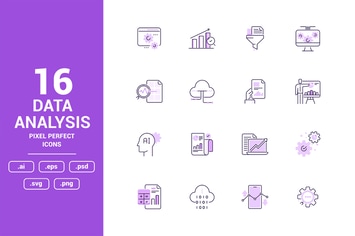 Data Analysis Color Vector Line Icons