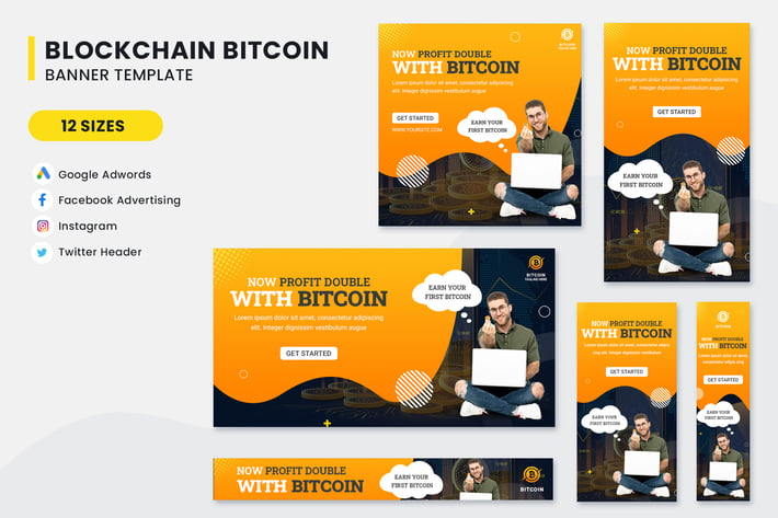 Cryptech Bitcoin Banner Ads Set Template