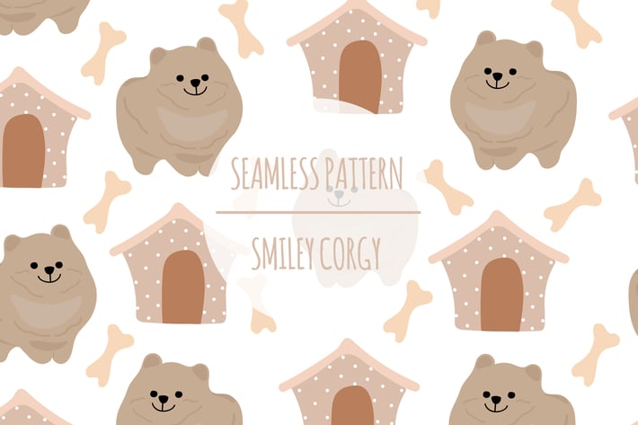 Smiley Corgy – Seamless Pattern