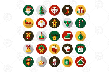 Christmas & New Year Flat Design Icons Set
