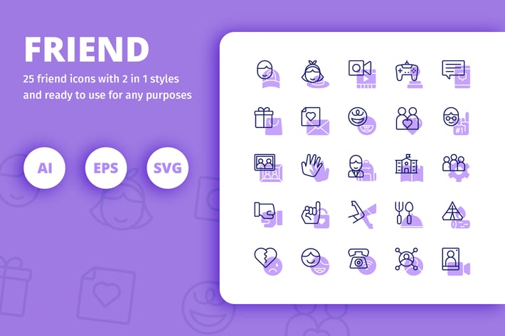 Friend Icons (Line and Solid)