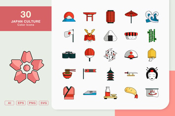 Japan Culture Color Icons