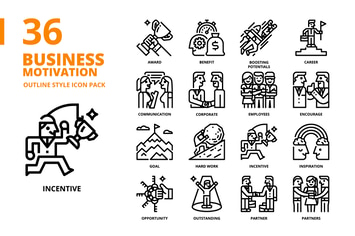 Business Motivation Outline Style Icon Set