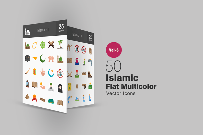50 Islamic Flat Multicolor Icons