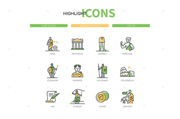 Ancient Rome - Modern Line Design Style Icons Set