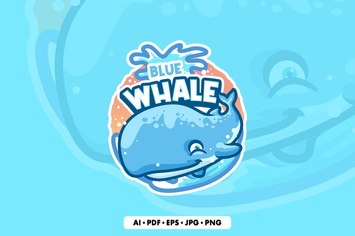 Whale Cartoon Logo Template