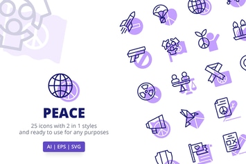 Peace Icons (Line and Solid)