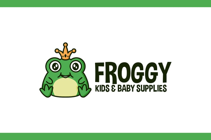 Cartoon Cute Crowned Frog Character Mascot Logo