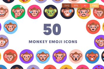 50 Monkey Emoji Icons