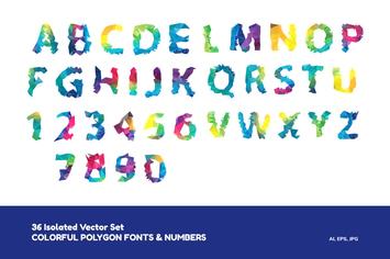 Colorful Polygon Fonts and Numbers