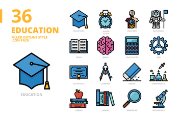 Education Filled Outline Style Icon Set