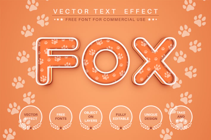 Fox footprint - editable text effect, font style