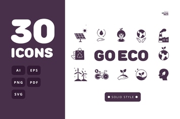30 Go Eco Solid Style Icons Pack