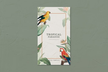 Tropical social story template vector