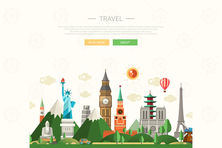 Travel - flat design composition illustration
