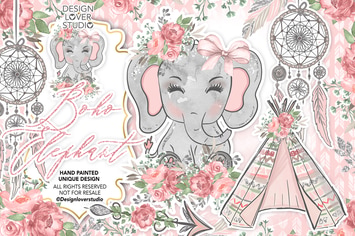 Boho Elephant Cute design