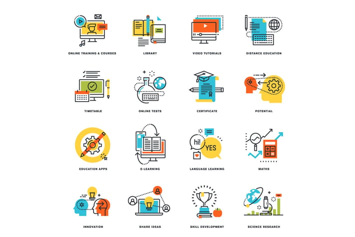 Set of Flat Line Design Icons