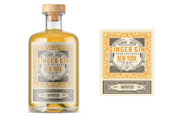 Vintage Liquor Bottle Packaging Layout 