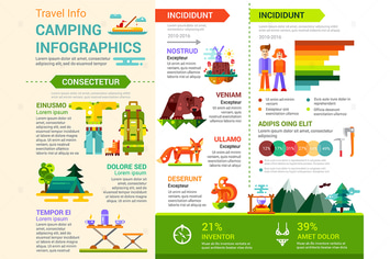 Camping Infographics - flat design style poster