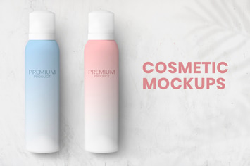 Spray bottles mockup for branding and packaging
