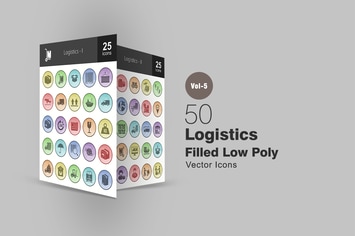 50 Logistics Filled Low Poly Icons