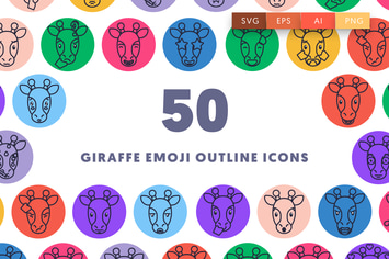 50 Giraffe Emoji Outline Icons