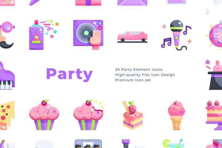 30 Party Icons - Flat