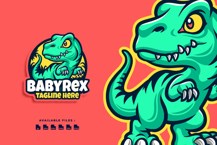 Baby T-Rex Cartoon Character Business Logo