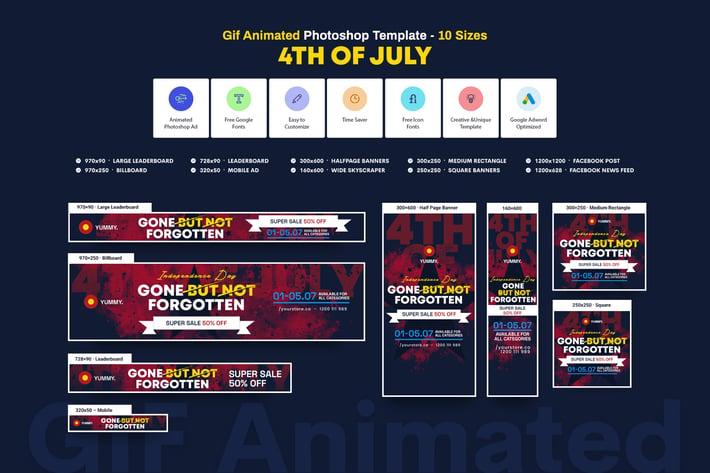 GIF Banners - 4th Of July Banners Ad