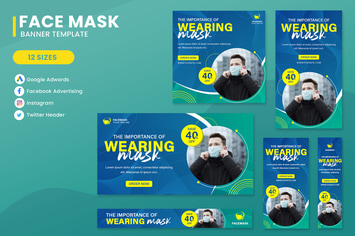 Wearing Mask Banner Ads Set Template