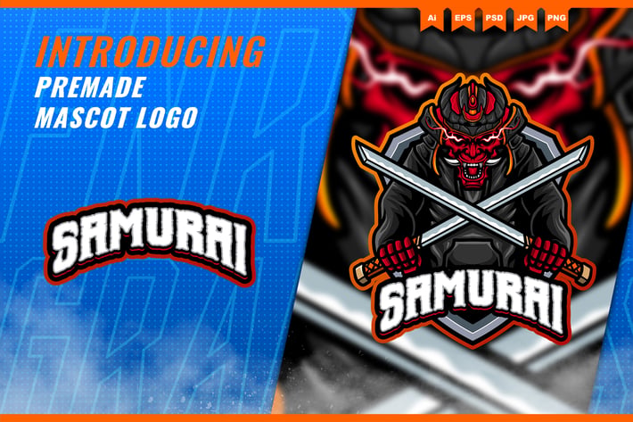 Samurai Oni - Mascot Esport Logo Template