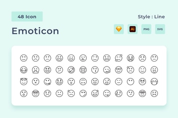 Emoticon Outline Style Icon Pack
