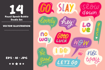 Kawaii Speech Bubble Doodle Set