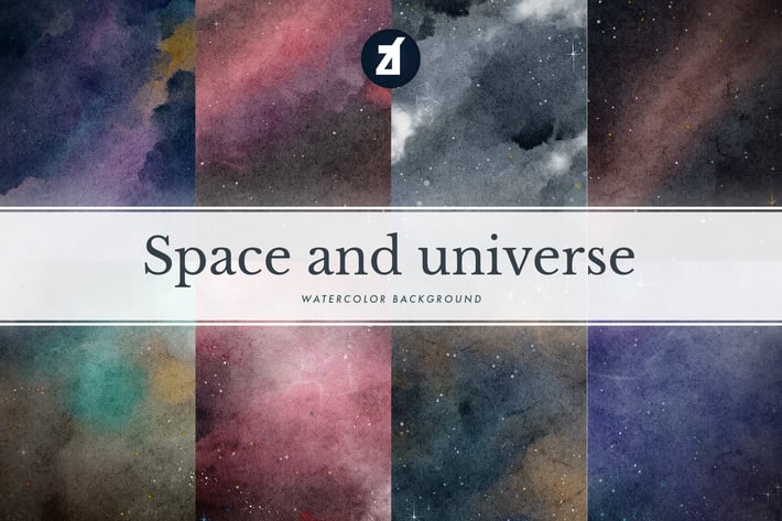 8 Universe and space watercolor background