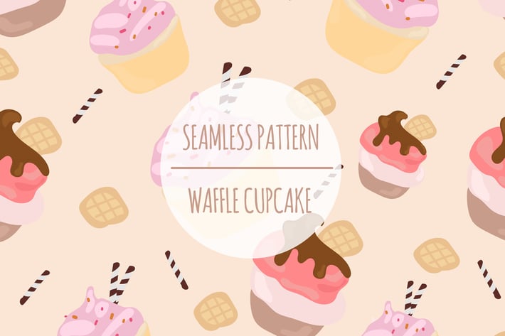 Waffle Cupcake – Seamless Pattern