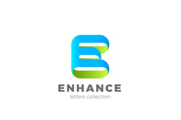 Letter E Logo design 3D Ribbon style