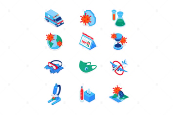 Coronavirus disease - set of isometric icons