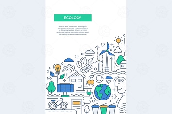 Ecology - line design brochure poster template A4