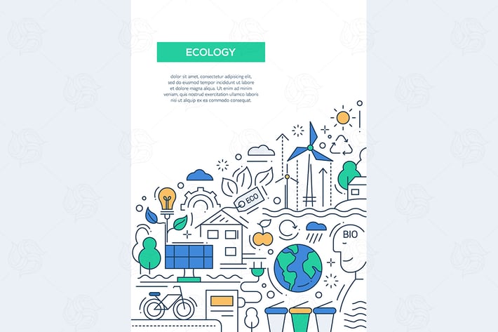 Ecology - line design brochure poster template A4