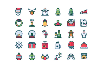 30 Christmas and New year icons