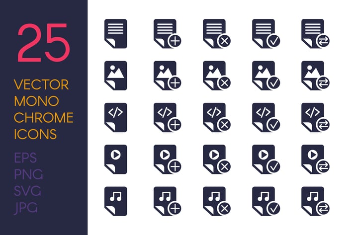 Monochrome Files Icons Set