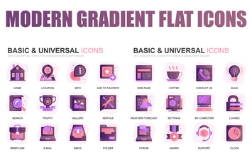 Modern Set Gradient Flat Icons