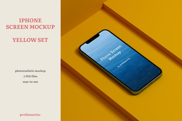iPhone Screen Mockup — Yellow Set